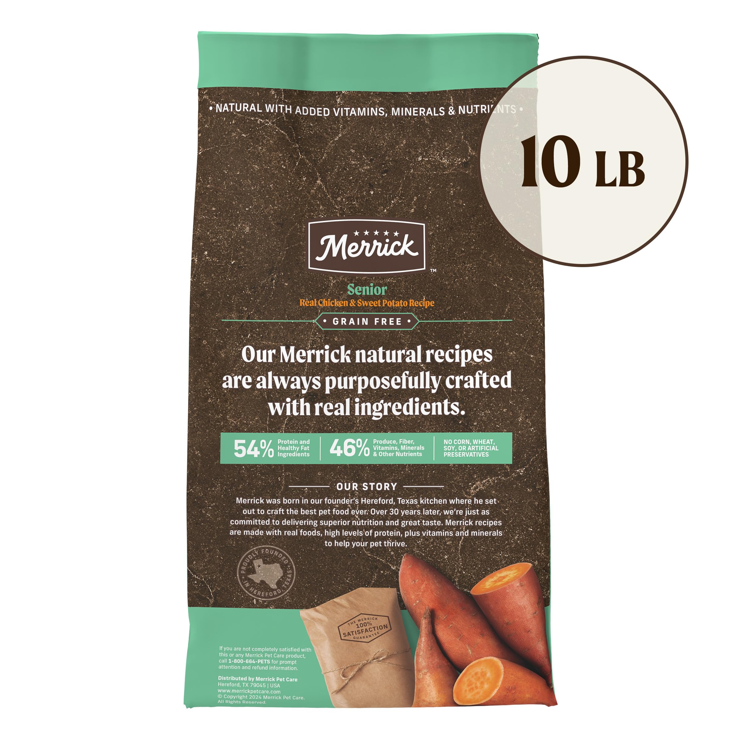 Merrick omega fatty acids skin and coat closeup promoting shine.