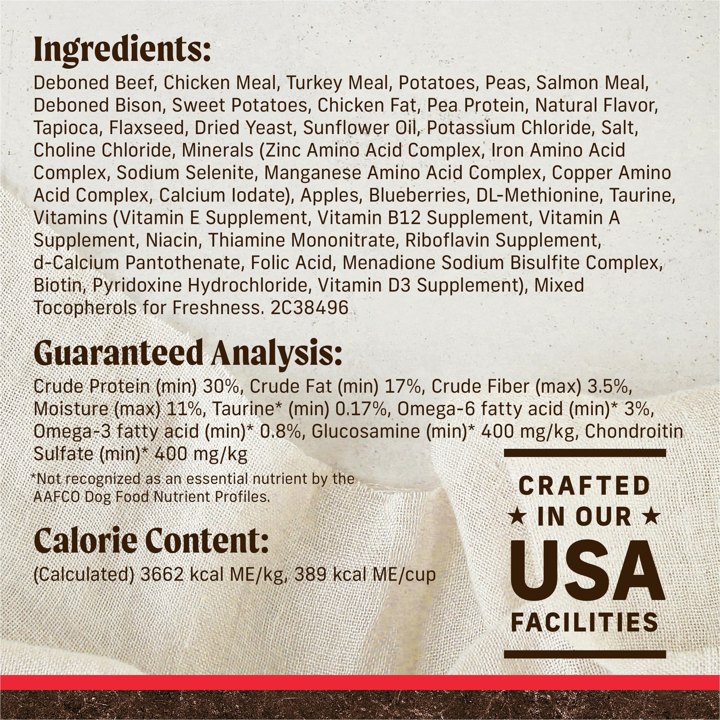 Beef and bison sweet potato balance in Merrick Grain Free dog food