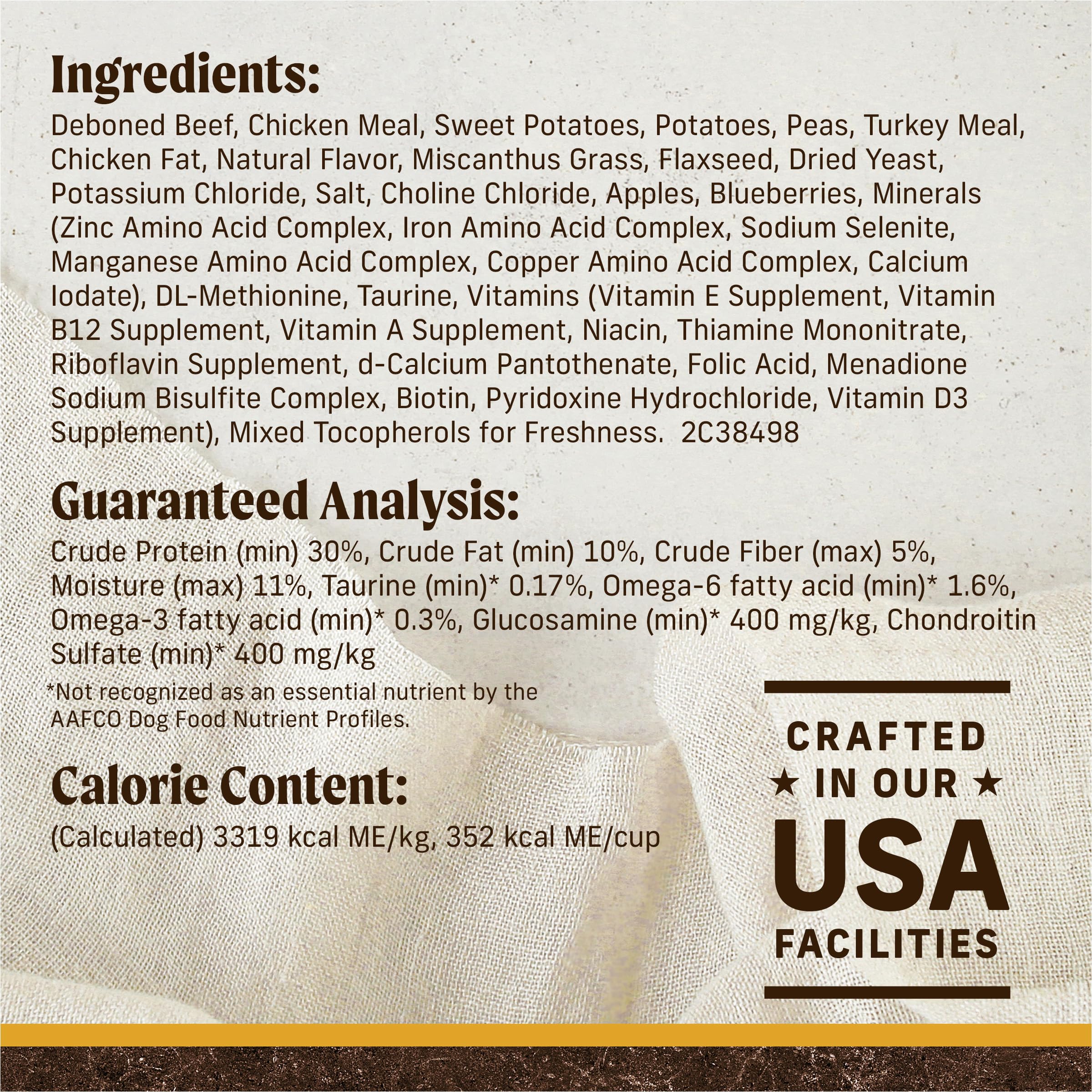 Merrick weight management kibble balances protein and fat for energy.