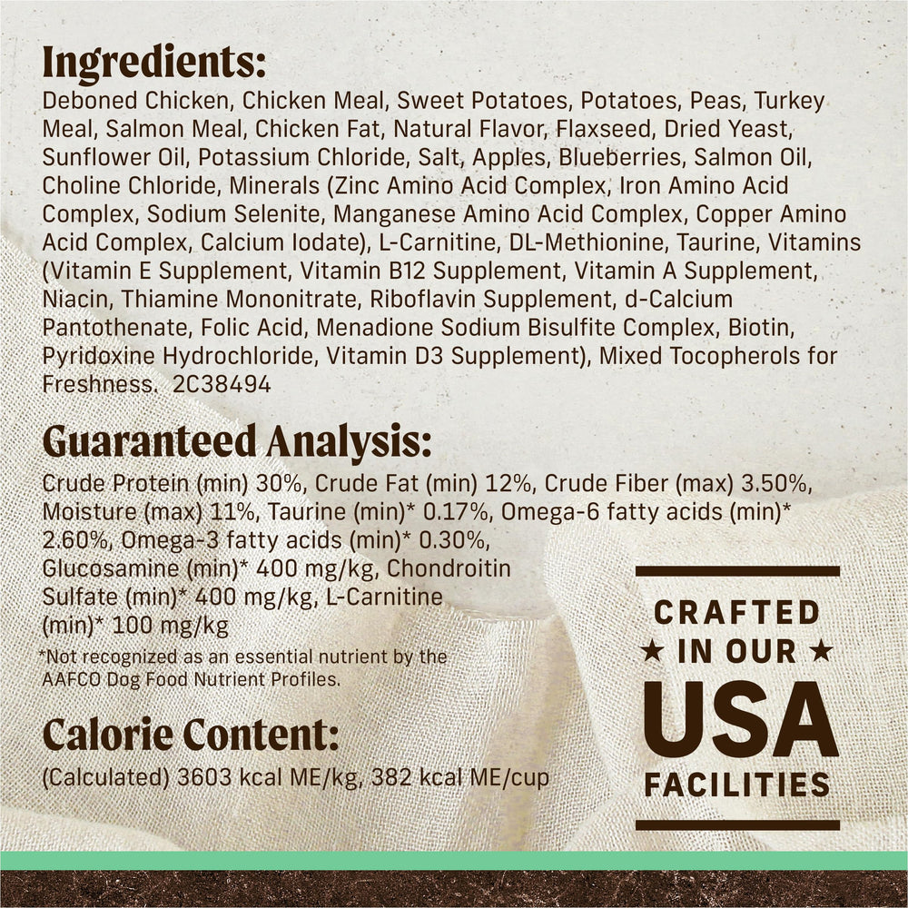 Merrick grain-free senior dog food bag displayed on shelf for easy shopping