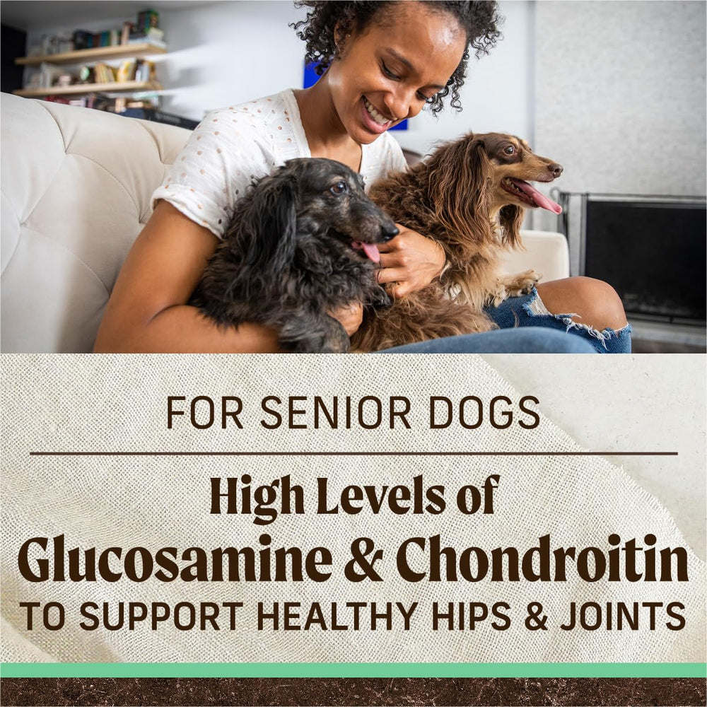 Calorie-conscious Merrick senior dog food image promoting weight management benefits