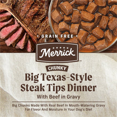 Merrick Premium wet dog food soft chunks in savory gravy