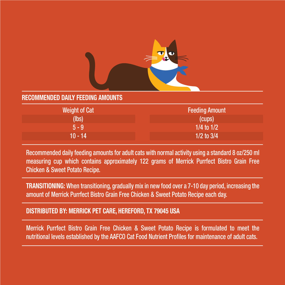 Merrick Purrfect Bistro balance image suggests suitable nutrition for indoor and outdoor cats.