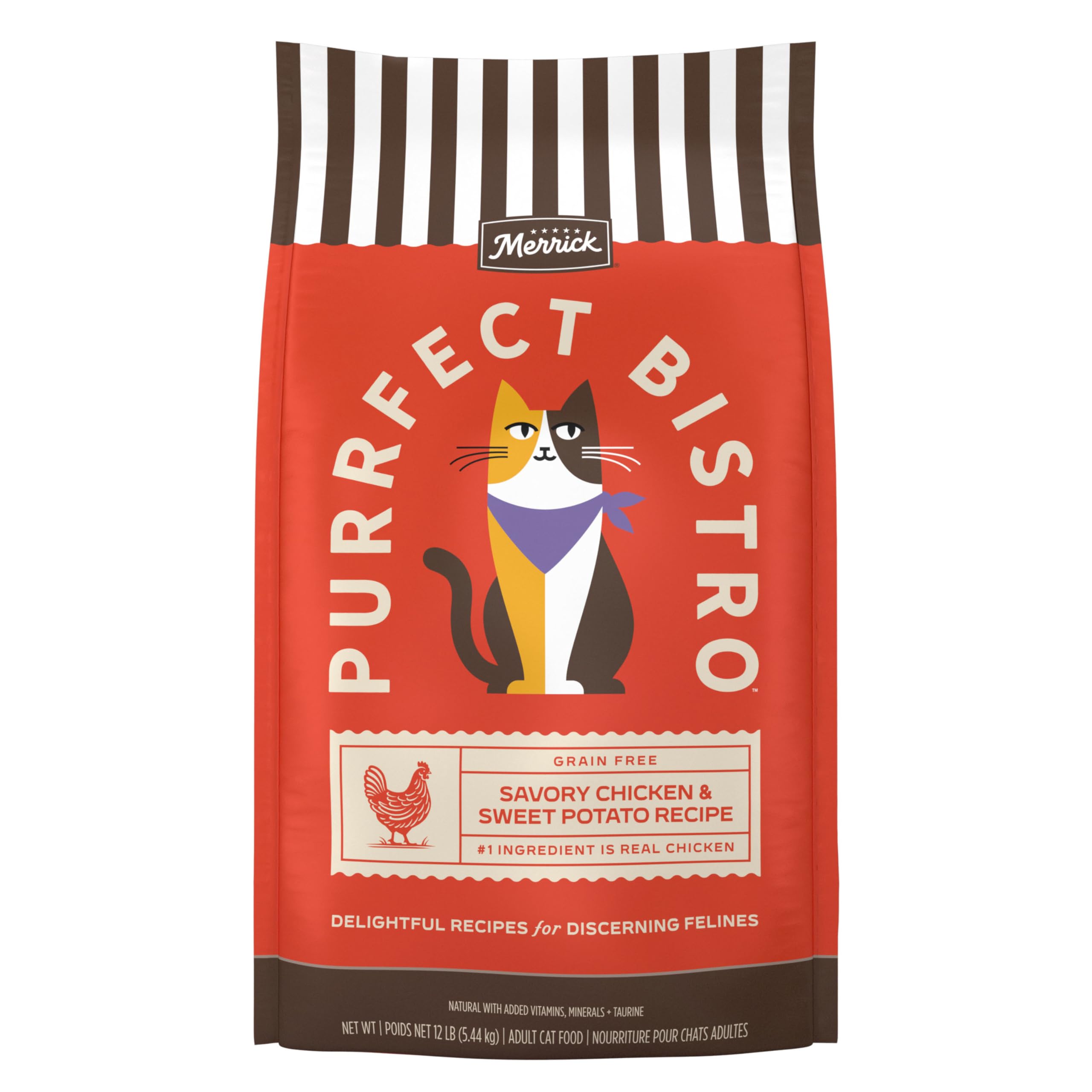 Merrick Purrfect Bistro ingredients list emphasizes real ingredients and protein-rich formula.