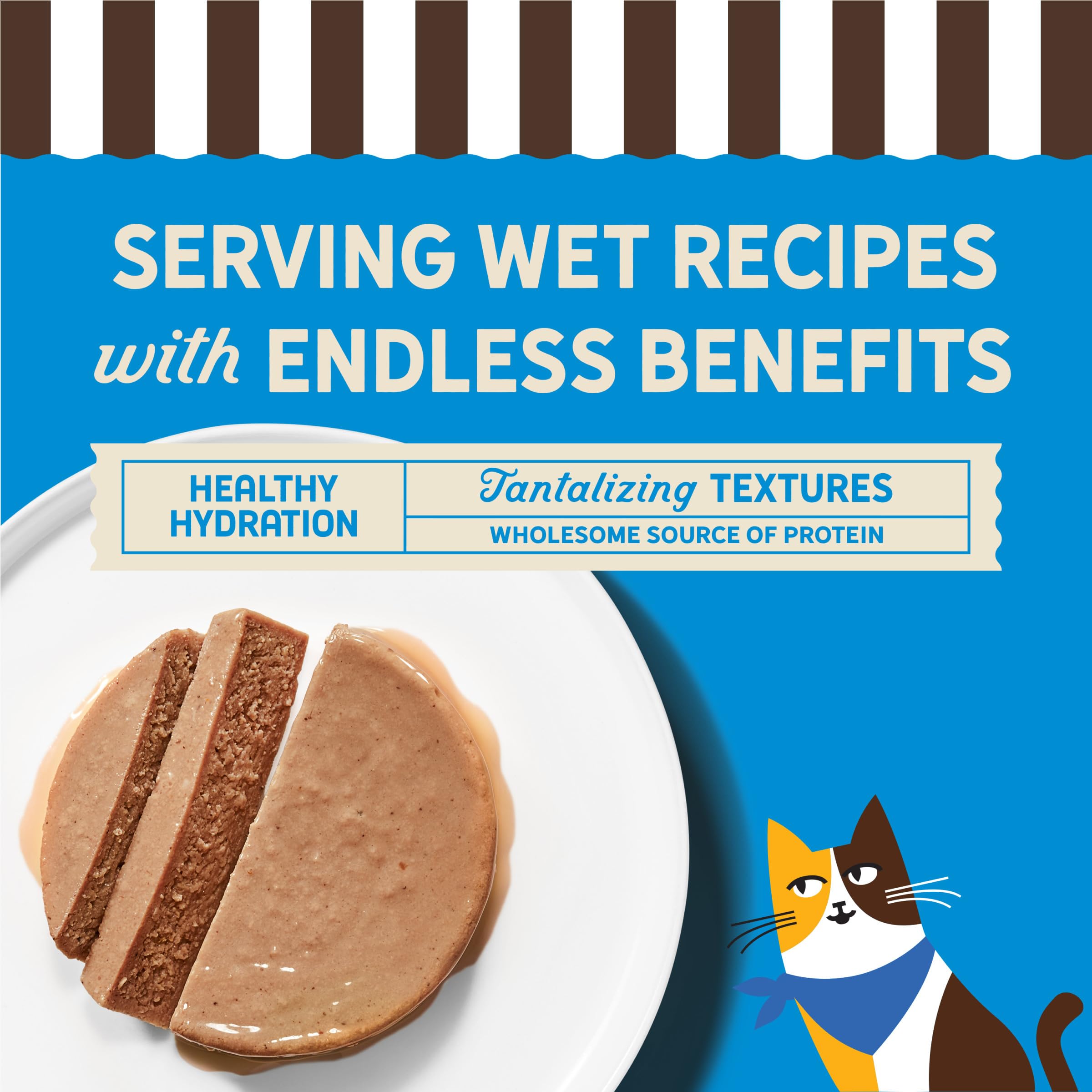 Merrick Purrfect Bistro vitamin and mineral blend label showcases nutrition support.