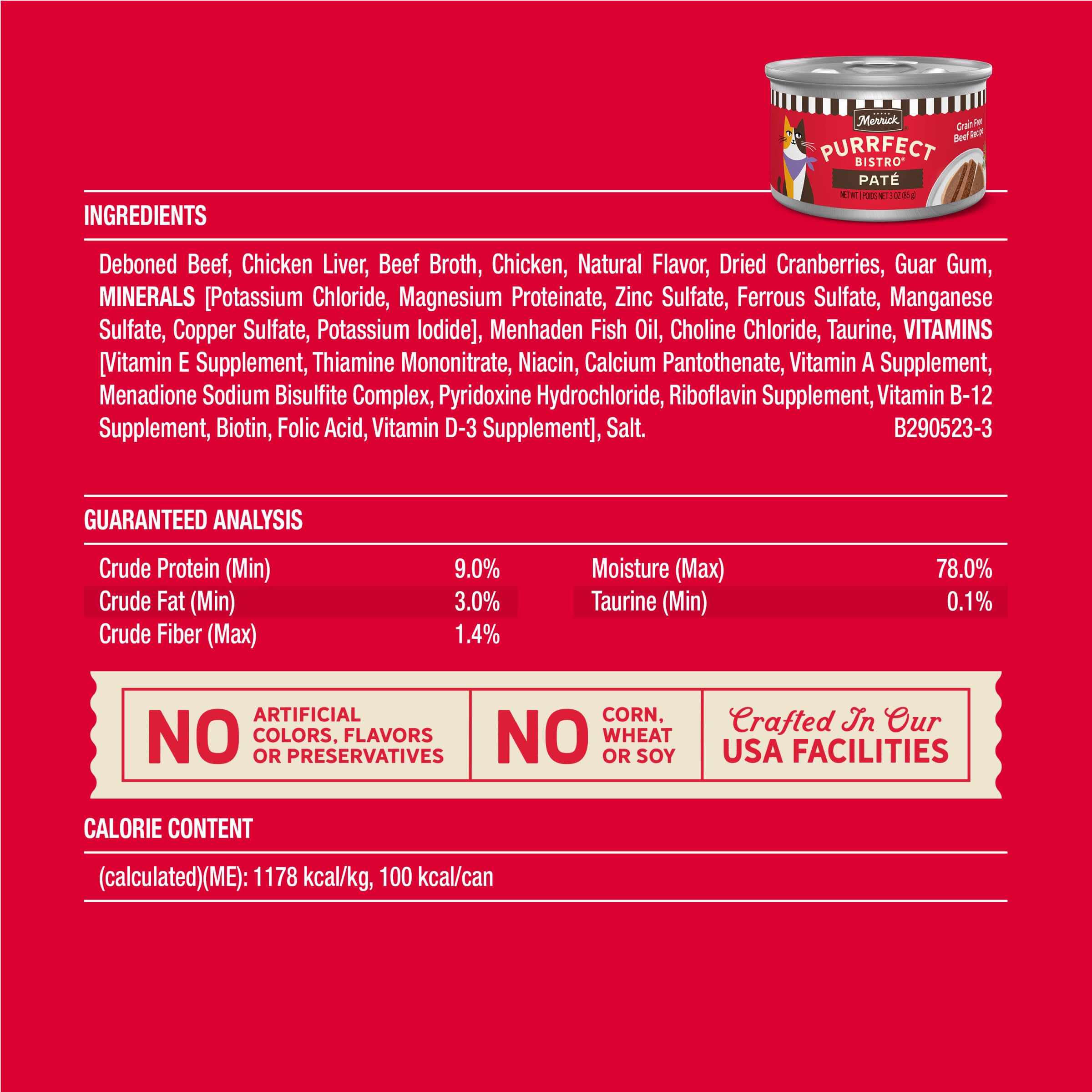 Merrick Purrfect Bistro variety of flavors label suggests meal rotation.