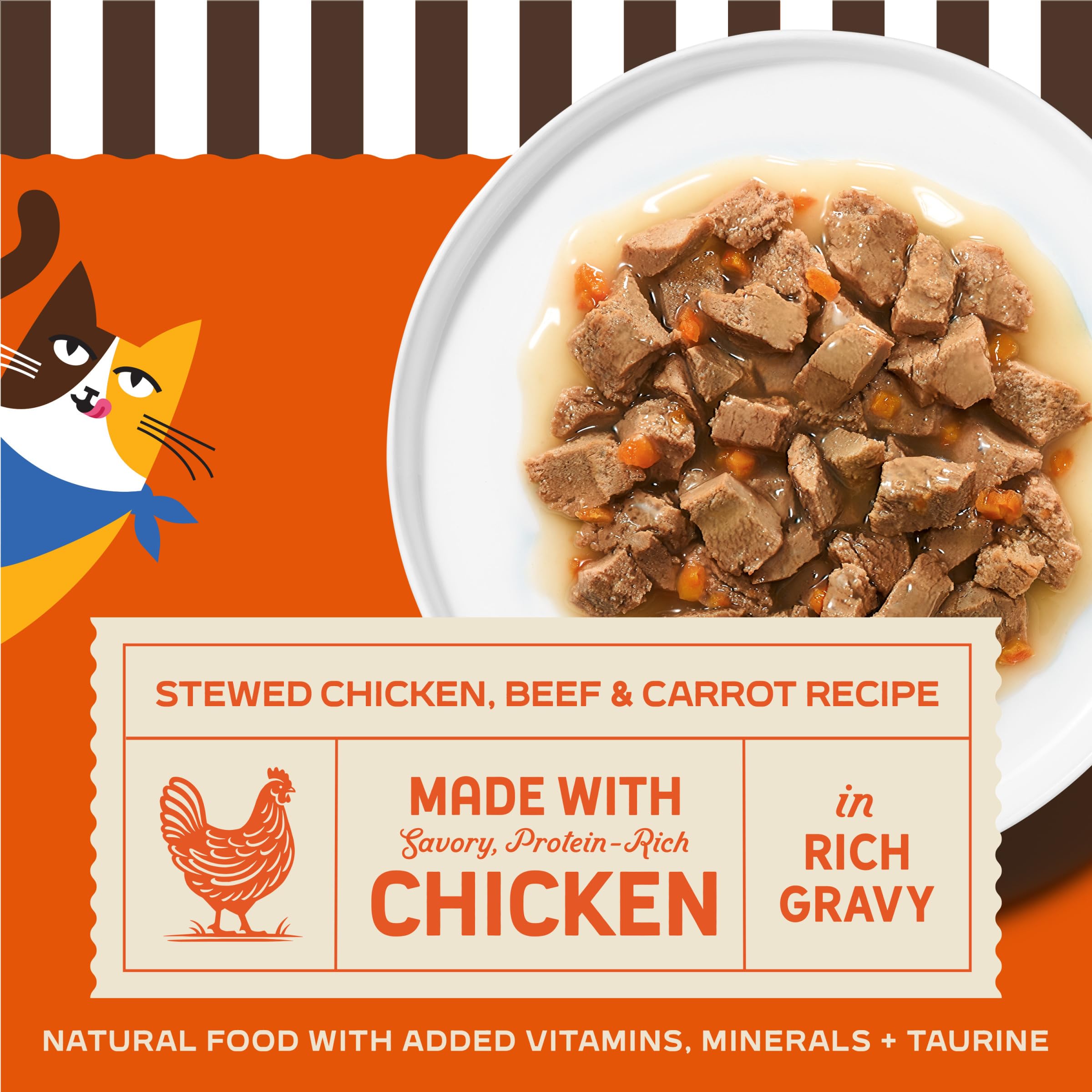 Merrick Purrfect Bistro wet cat food in gravy with real chicken.