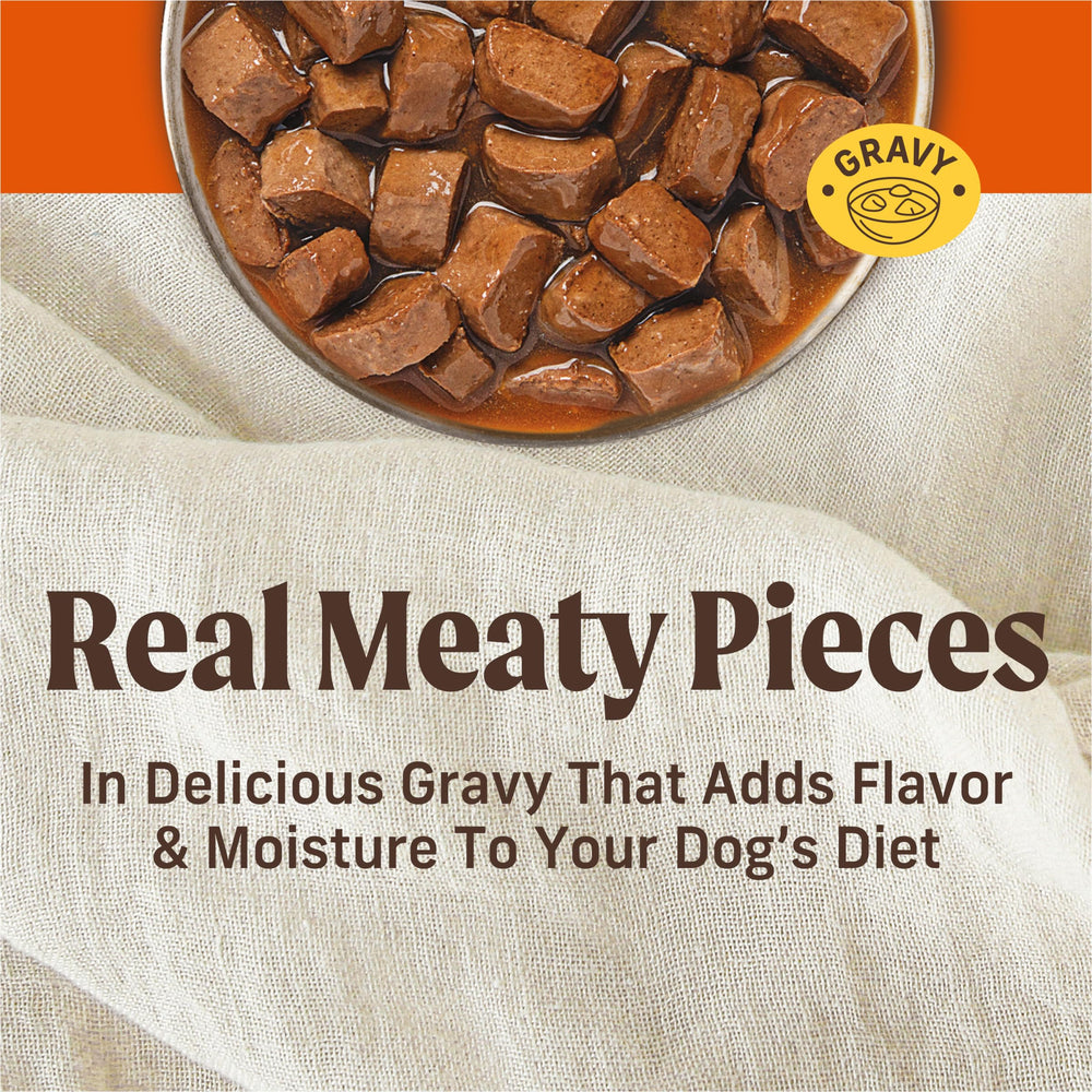 Merrick Chunky Grain Free Dinner with real deboned beef first ingredient