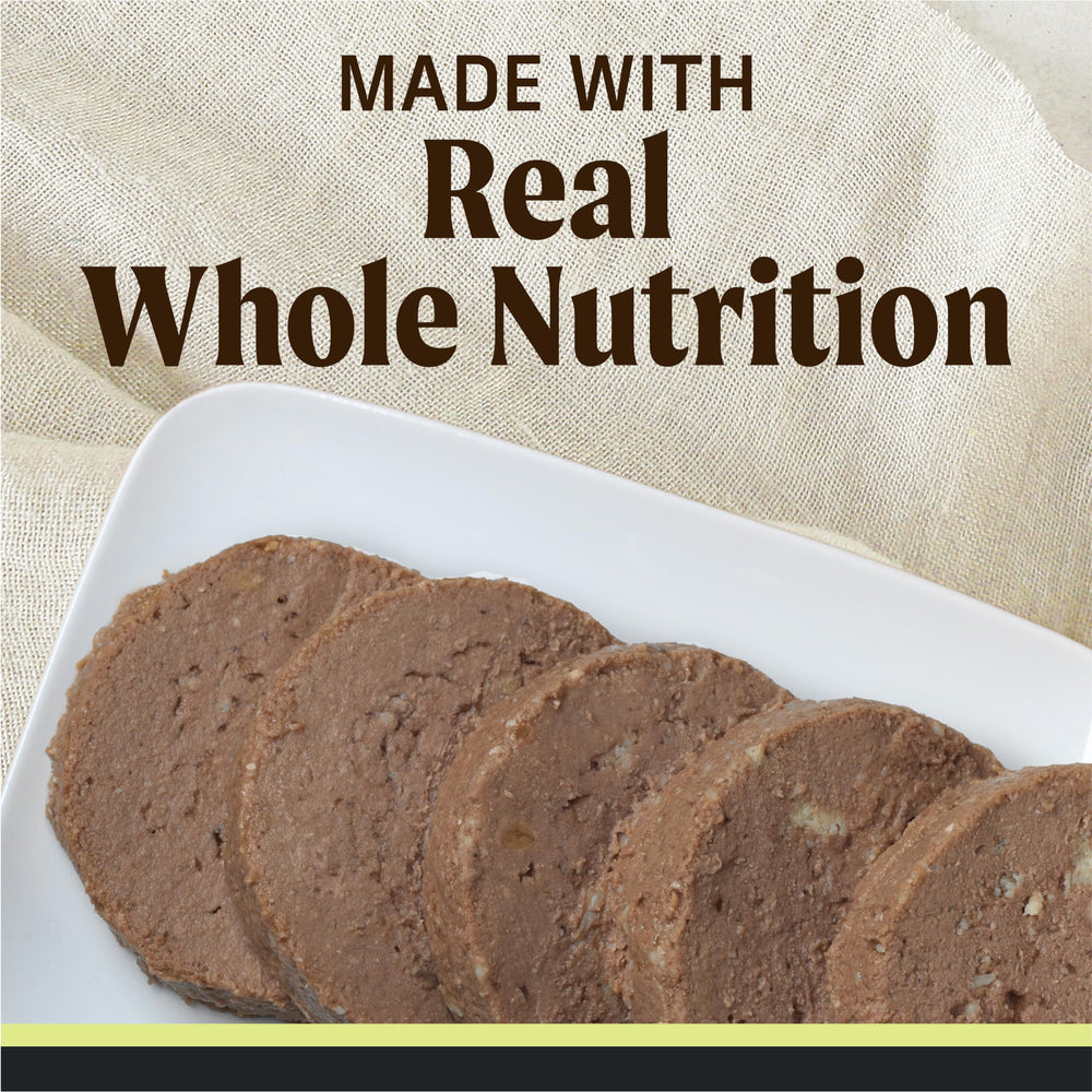 Merrick served-over-dry-kibble-lamb shows moisture-rich topper for meals.
