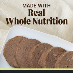 Merrick served-over-dry-kibble-lamb shows moisture-rich topper for meals.
