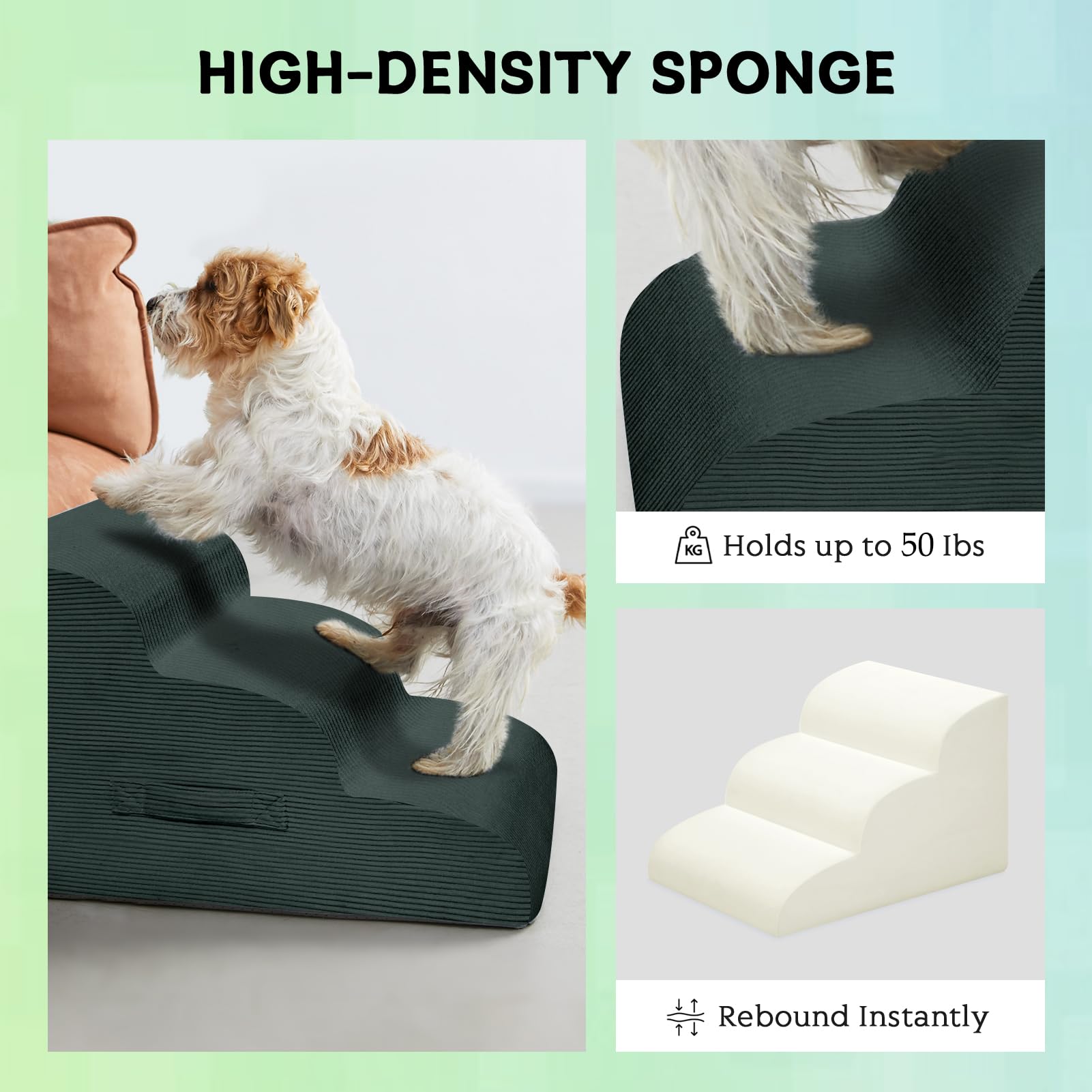 Mesa Lemon dog stairs 35-degree incline supports gentle, joint-friendly climbs
