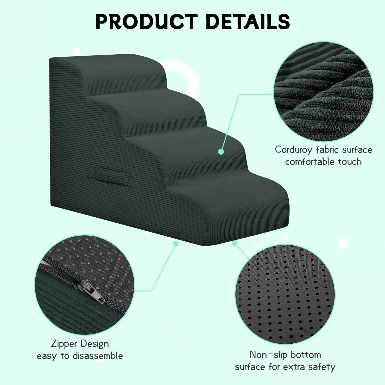 Mesa Lemon dog stairs foam-core stability reduces wobble on any floor