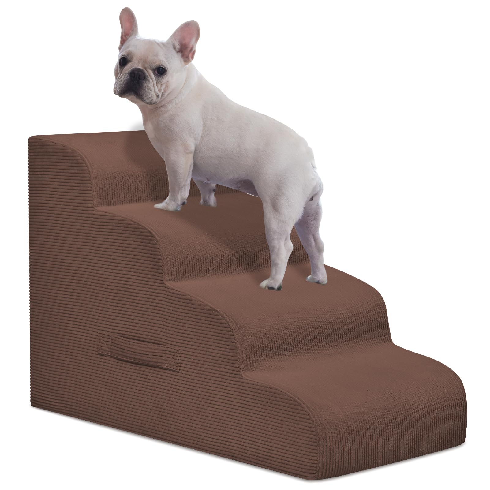 Mesa Lemon 2-step dog stairs on sofa with non-slip cover for safer climbs