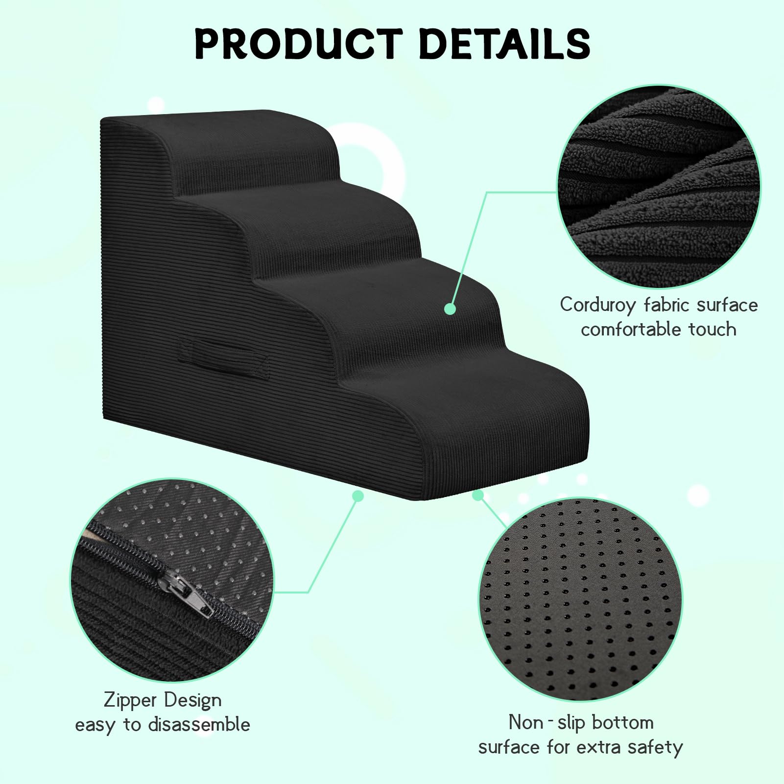 Mesa Lemon dog steps 2-step on sofa shows easy access for small pets