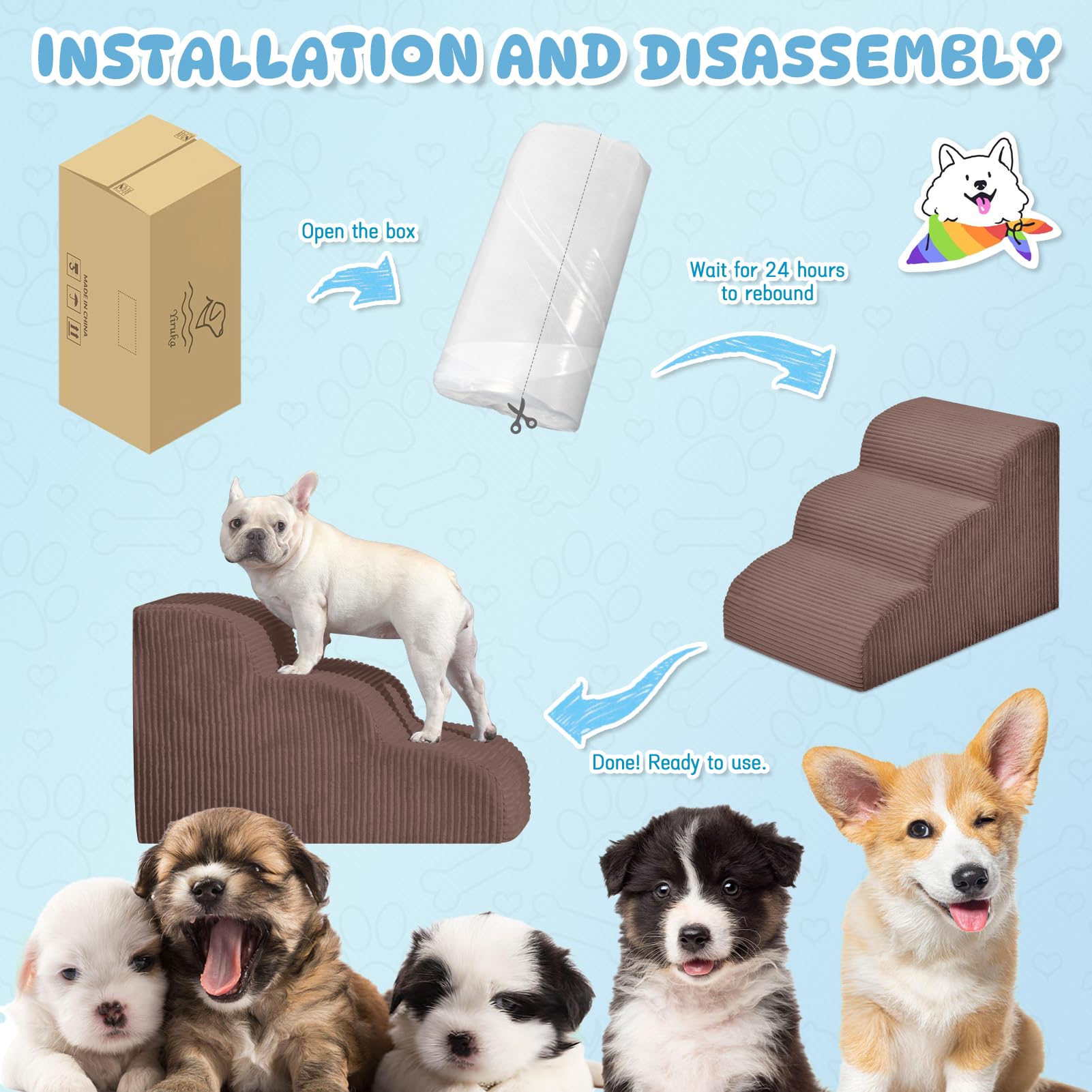 Mesa Lemon dog steps multiple colors help match home decor.