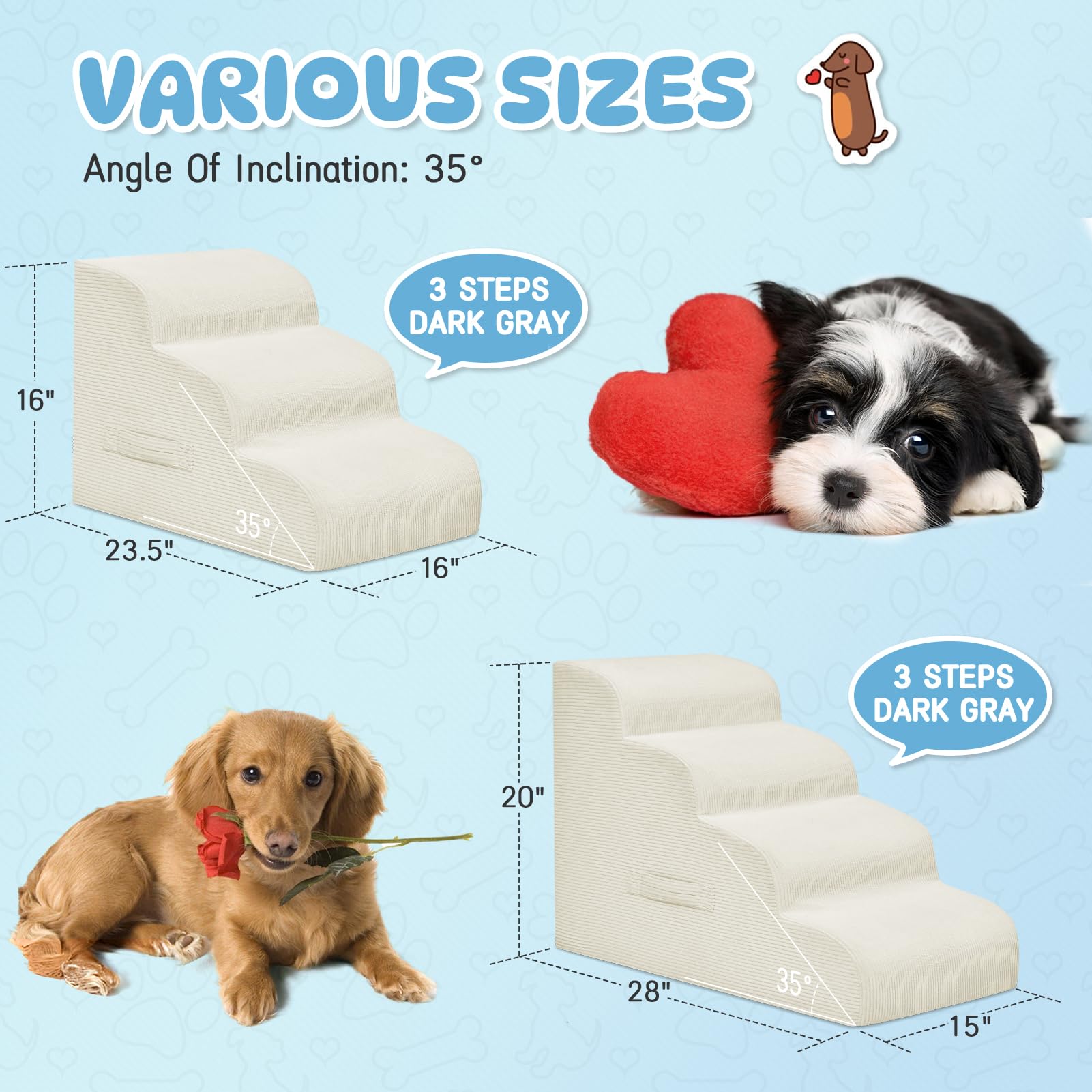 Mesa Lemon dog steps easy-to-clean removable cover simplifies maintenance.