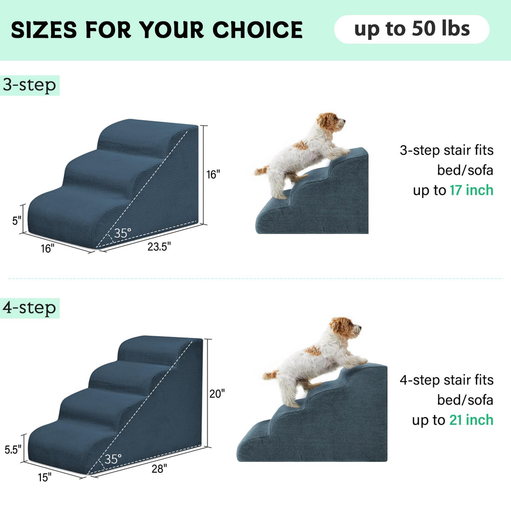 Mesa Lemon dog steps navy foam core and gentle incline