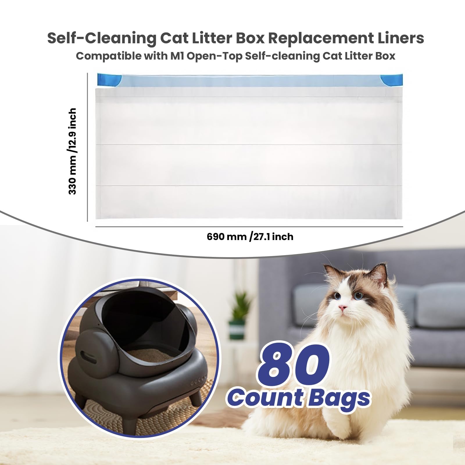 Mestrol easy-bag-change design simplifies changing liners.