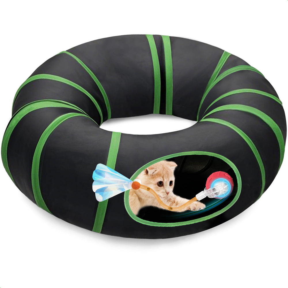 Metiya interactive cat toy ball inside tunnel for engaging play and exploration.