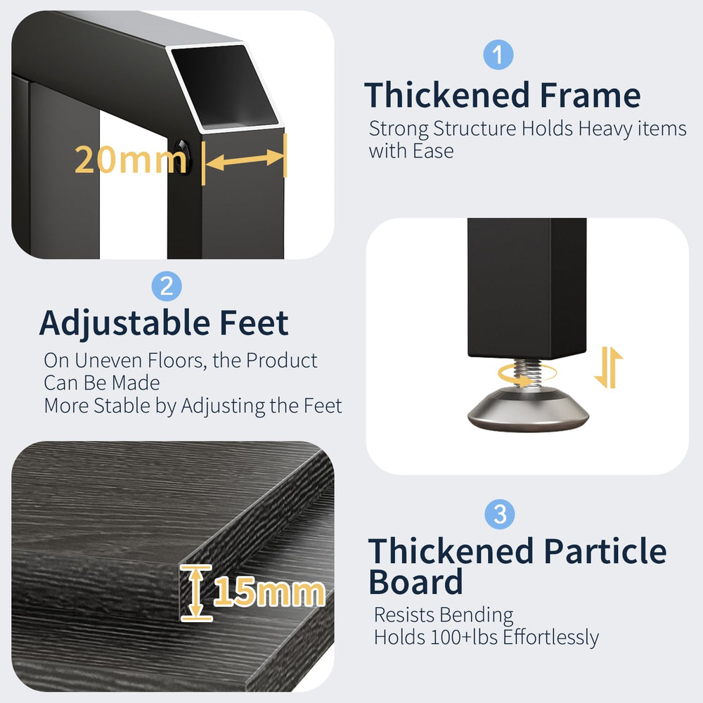 METYERRY stand rear-view shows dimensions and 660 lb capacity for reliable support