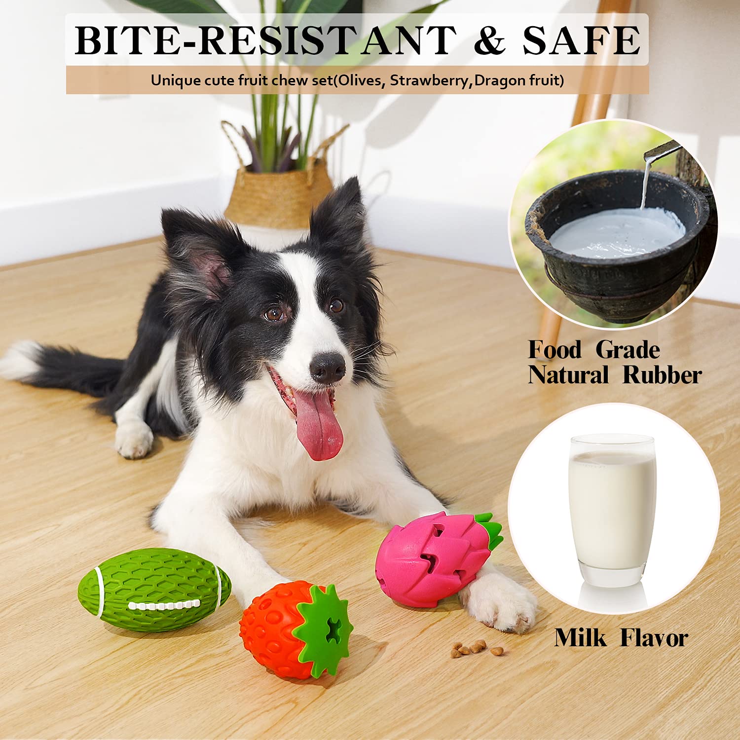 MewaJump tough rubber dog toy for durability during chewing and puzzle play