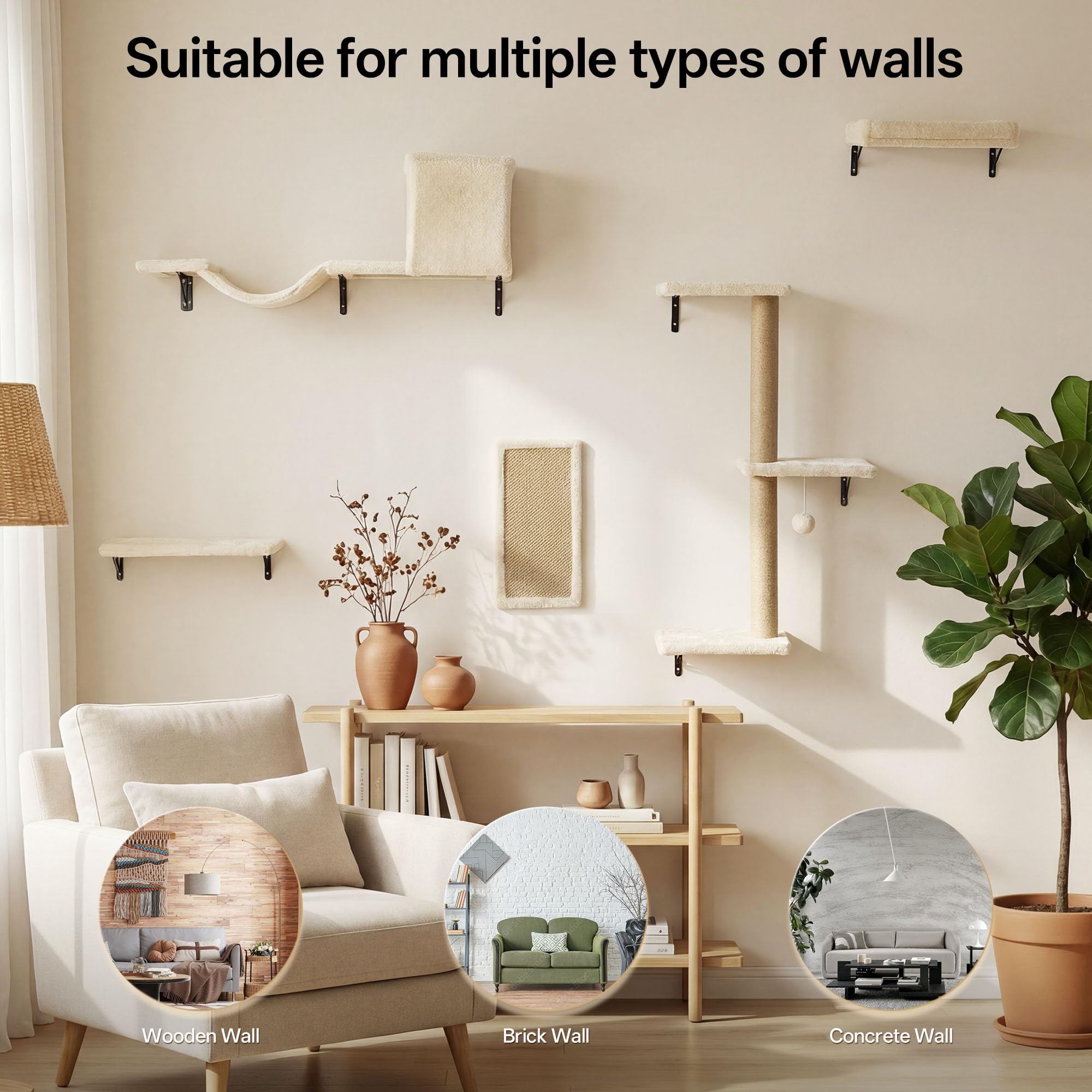 MEWANG 5-in-1 cat wall shelves bridges and perches for flexible play