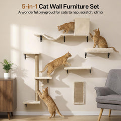 MEWANG 5-in-1 cat wall shelves modular setup enables varied routes