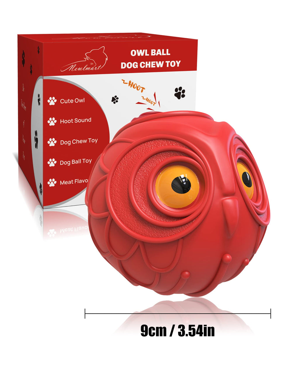 Mewlmart Giggle Ball closeup shows durable natural rubber texture.
