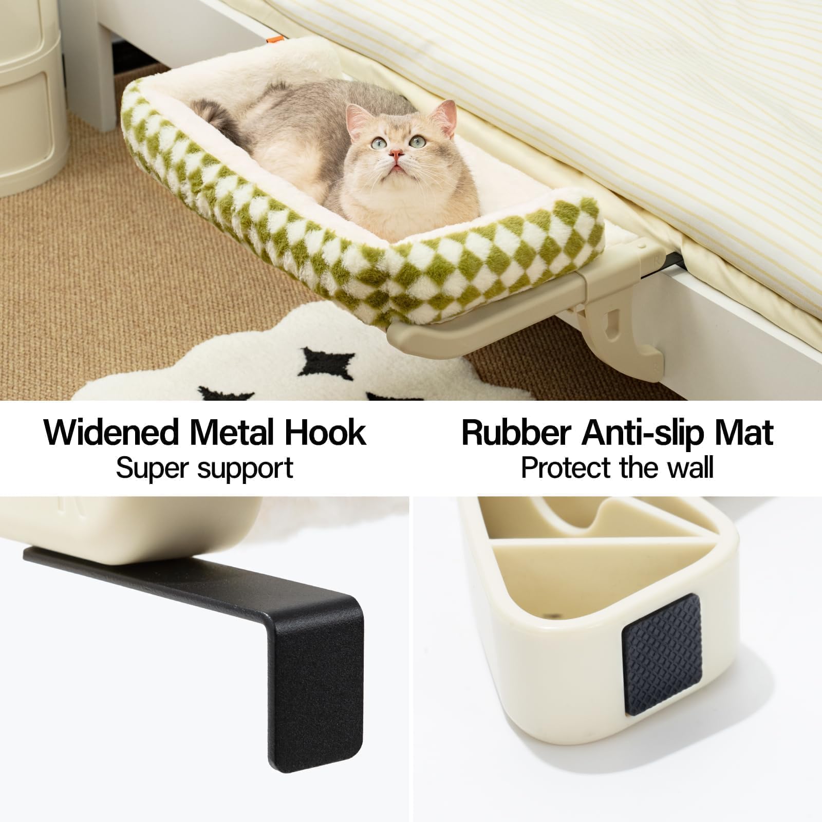 MEWOOFUN metal hook installation offers secure, suction-free mounting.