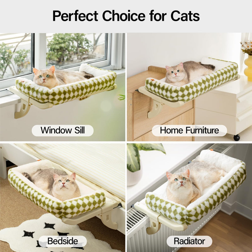 MEWOOFUN window-view perch lets cats watch birds and enjoy sunlight.