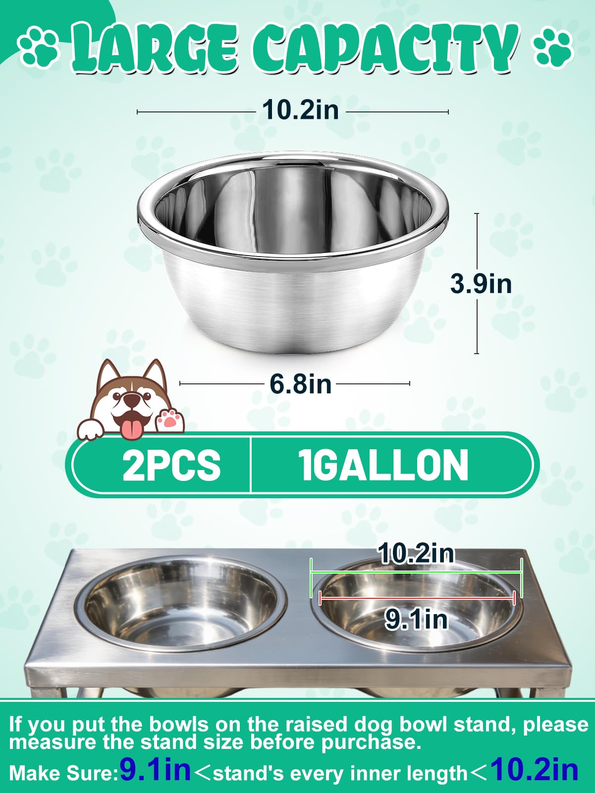 MEWTOGO 1-gallon water bowl, wide opening for easy drinking on hot days