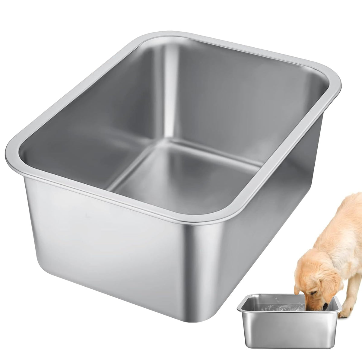 MEWTOGO 3 gallon dog bowl front view shows large capacity.