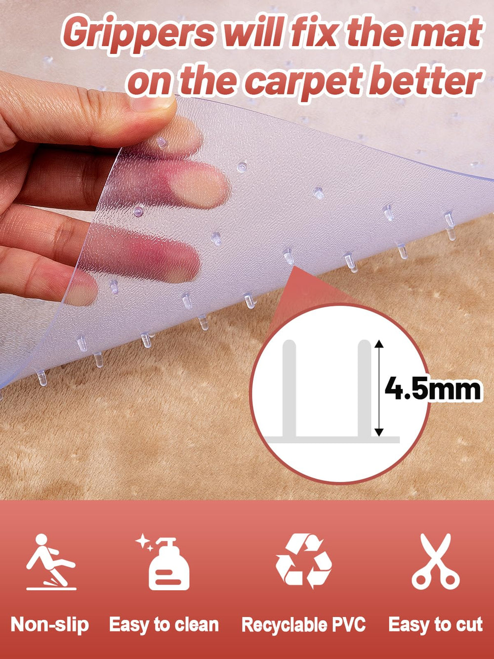 MEWTOGO anti-slip backing keeps protector in place for safe pet passage.