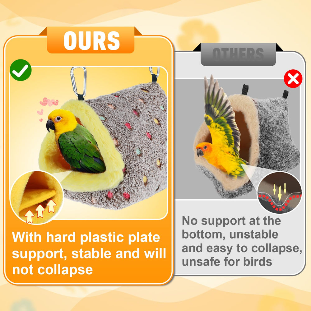 MEWTOGO bird nest inside cage with plush lining for cozy entry.