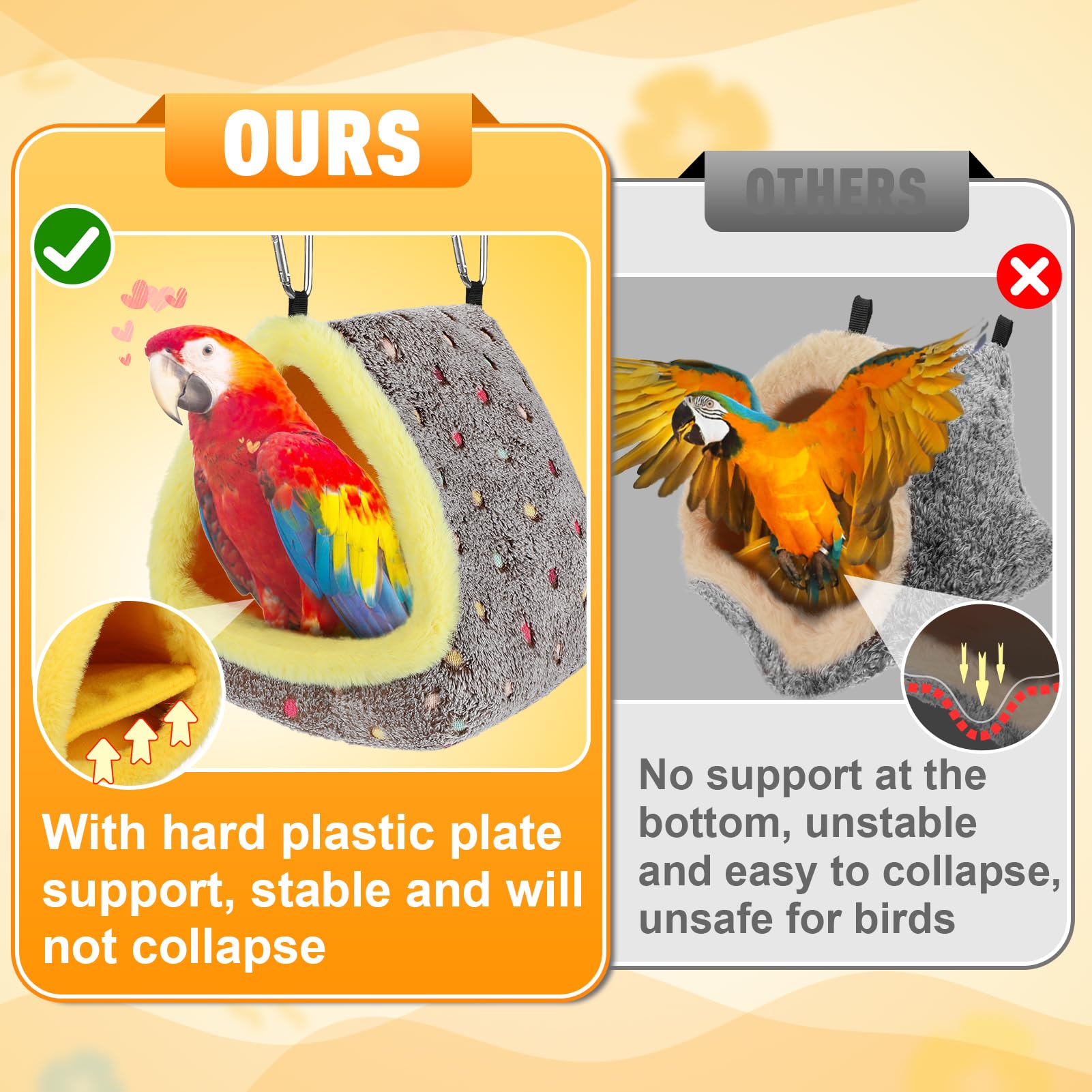 MEWTOGO parrot nest with bottom plate provides reliable weight support