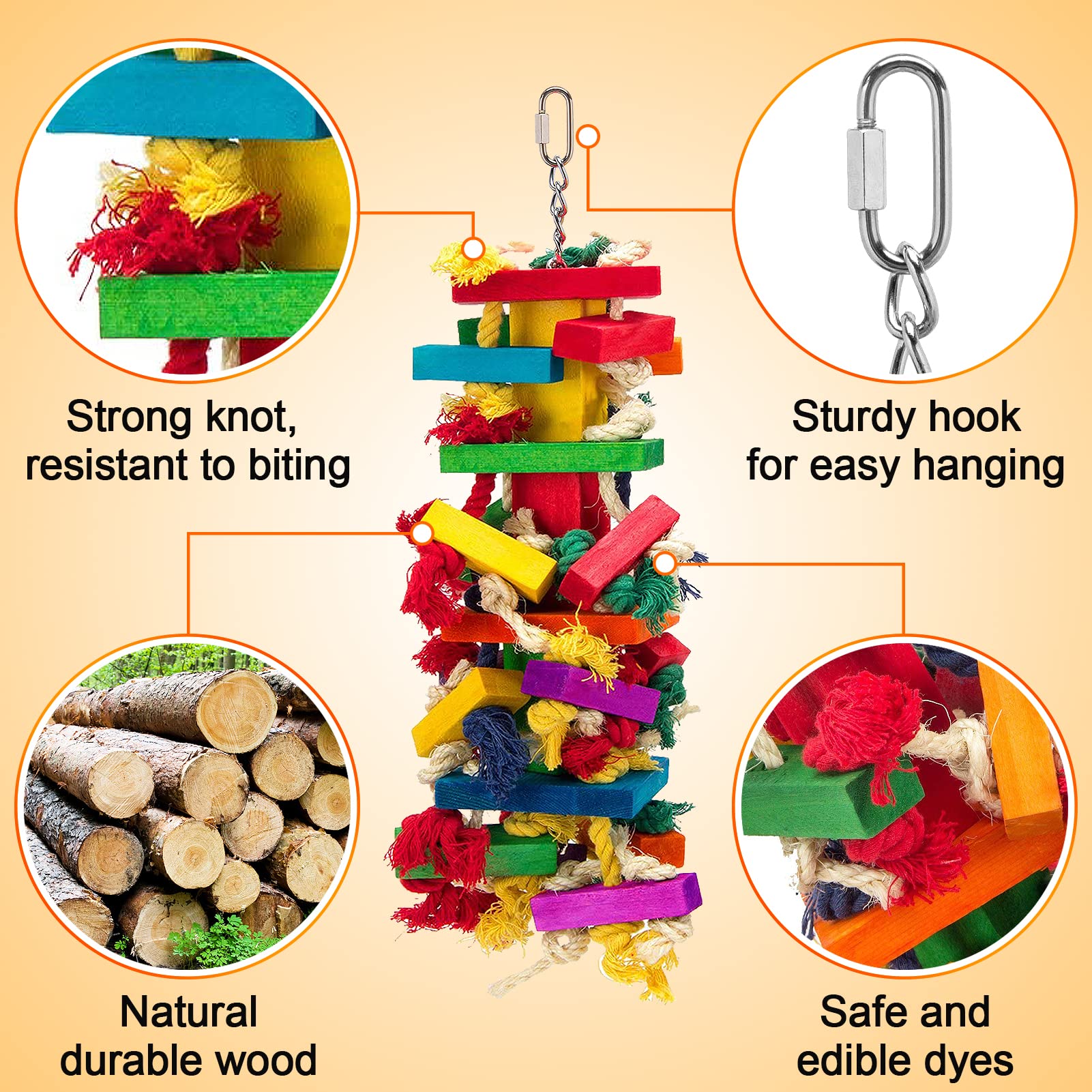 MEWTOGO bright color toy engages parrots quickly for longer daily entertainment.
