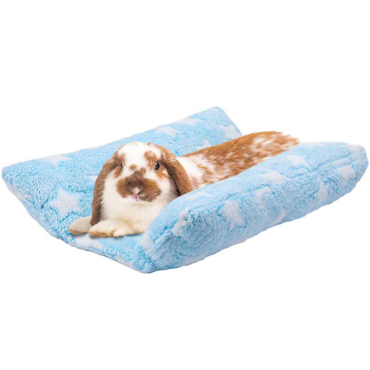 MEWTOGO Bunny Bed with star pattern provides soft, skin-friendly rest for small rabbits.