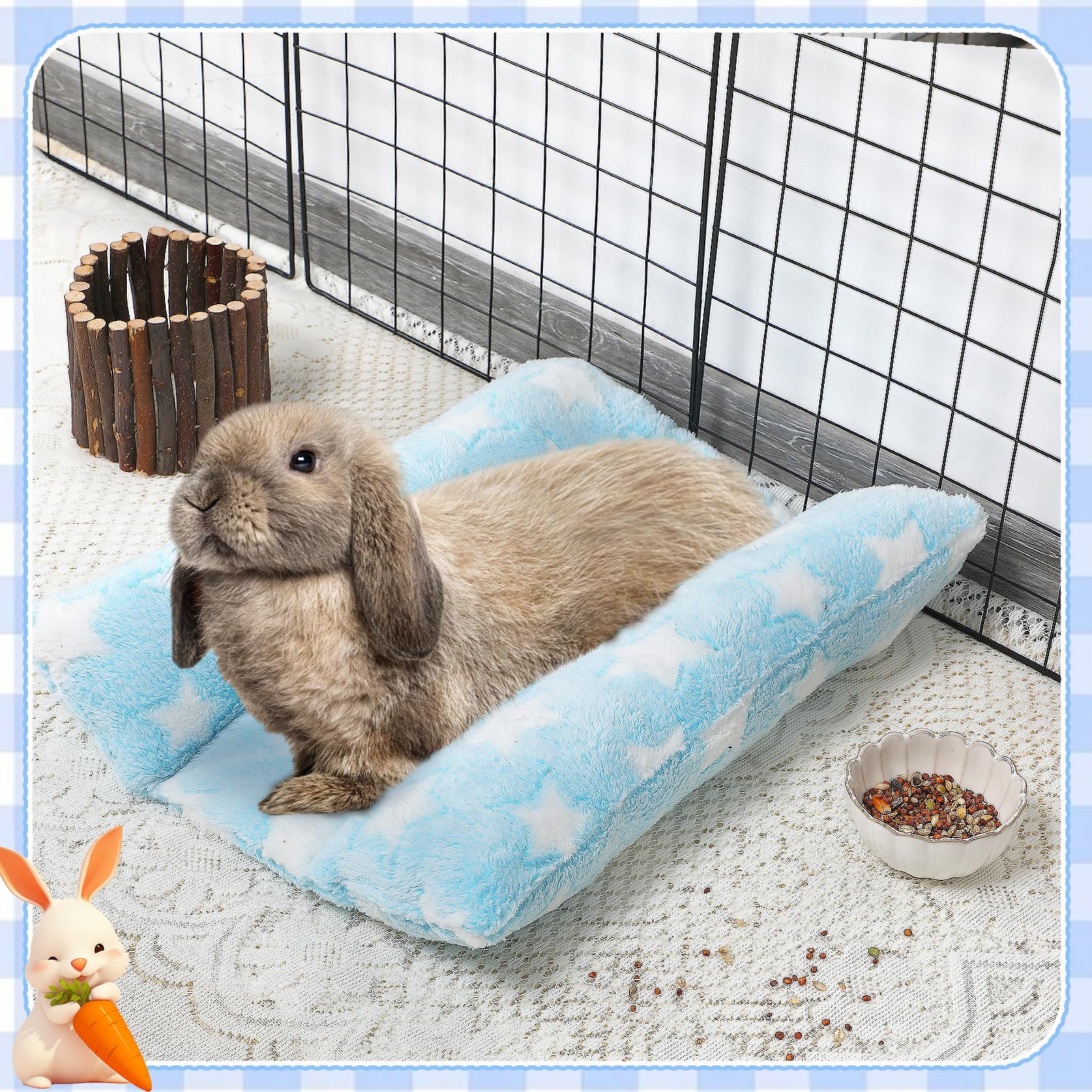 MEWTOGO bunny bed with flannel top and center sponge offers plush resting.