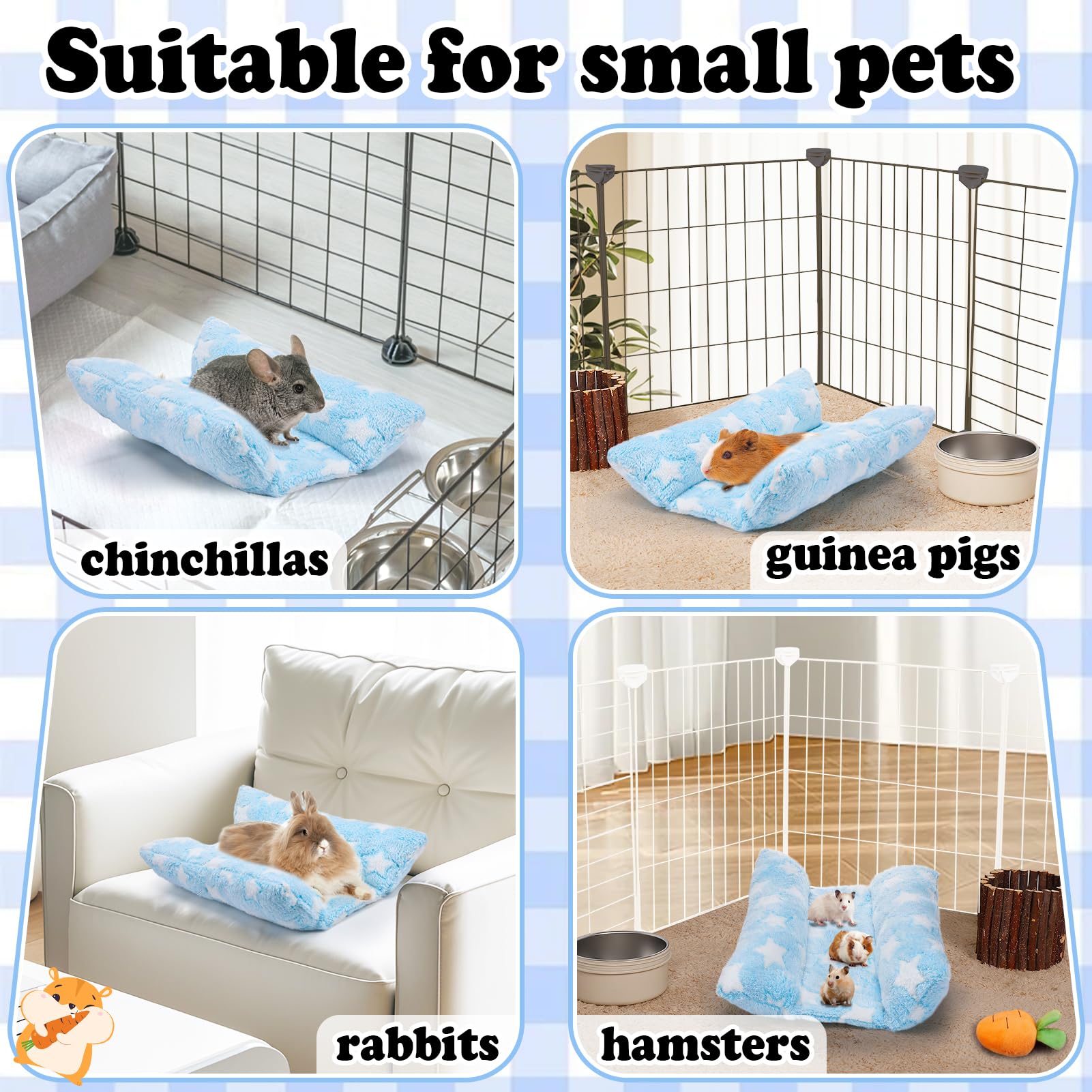 MEWTOGO bed in light blue with white stars adds decorative charm.