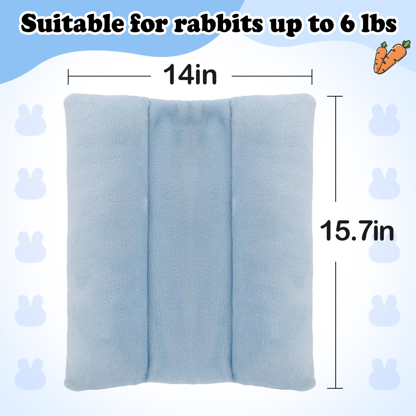 MEWTOGO bunny bed measures 15.7x14 inches for rabbits up to 6 lbs.