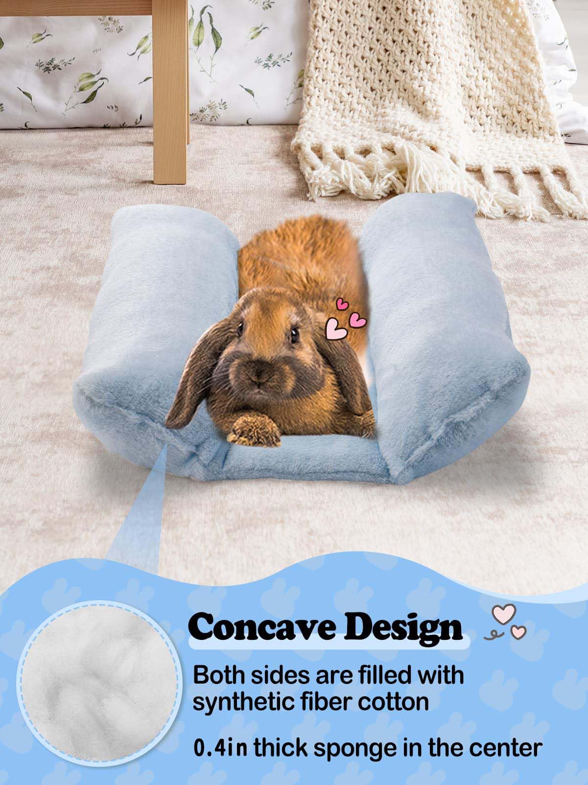 MEWTOGO bunny bed is versatile for cage, floor, or sofa use.