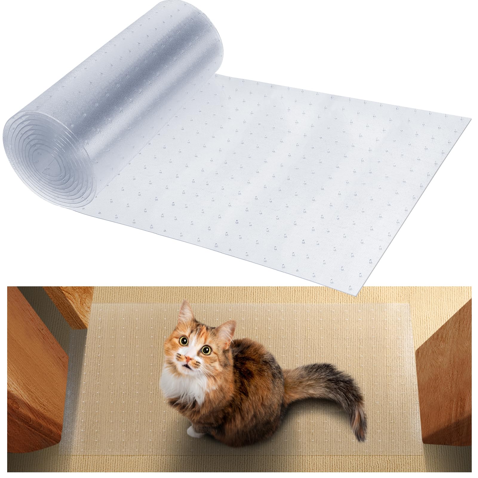MEWTOGO carpet protector for pets; long transparent roll protects carpets from scratches.
