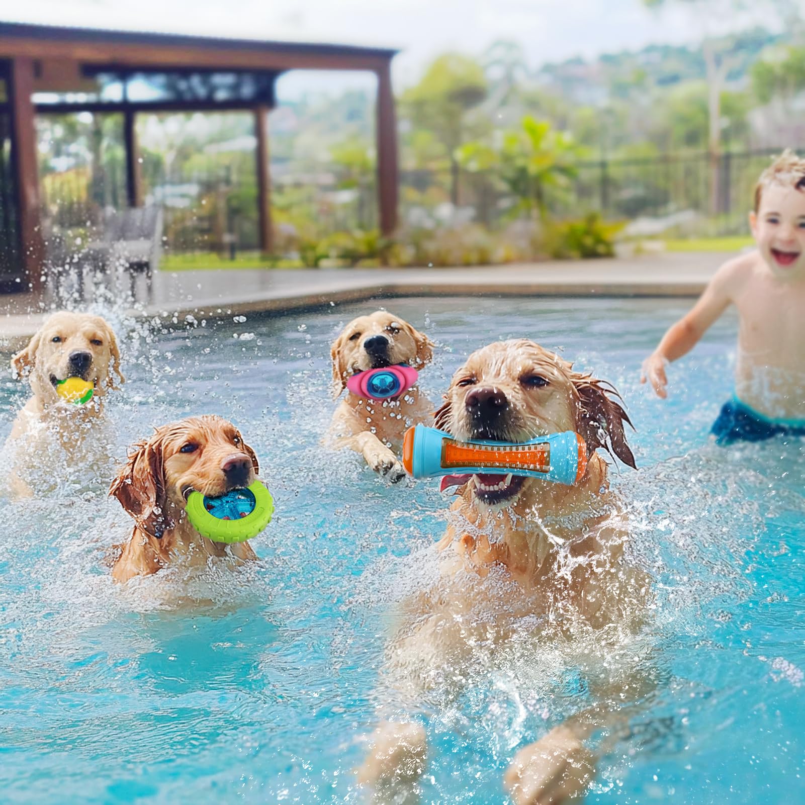 MEWTOGO textured surface pool toy helps clean teeth during play