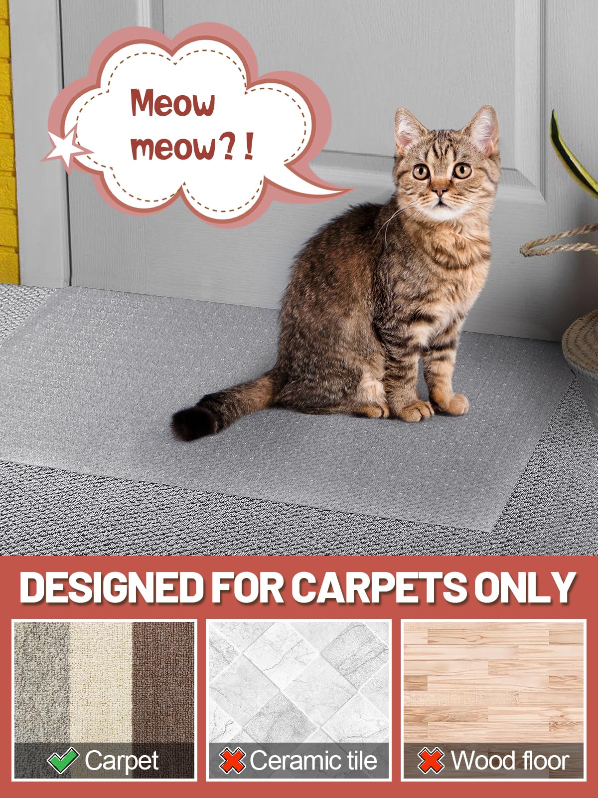 MEWTOGO durable PVC construction offers long-lasting carpet protection.