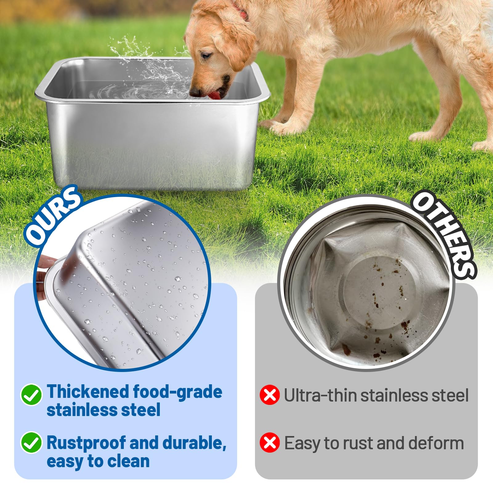 MEWTOGO stainless steel bowl with wide opening for easy drinking.