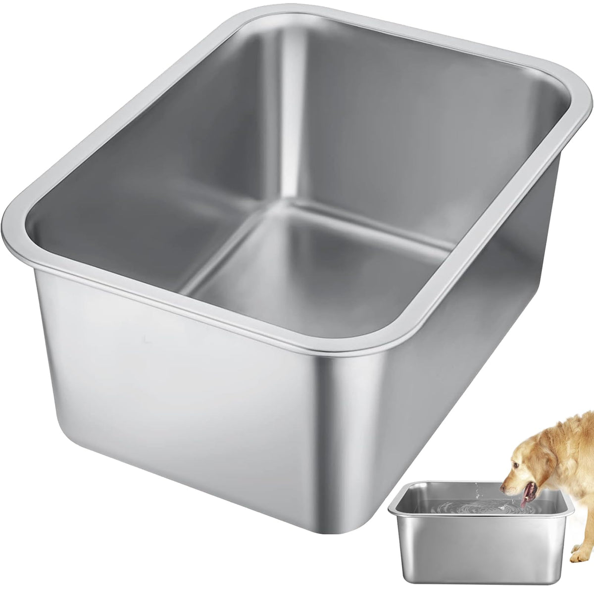 MEWTOGO four-gallon dog bowl, top view; ideal for multi-dog households.