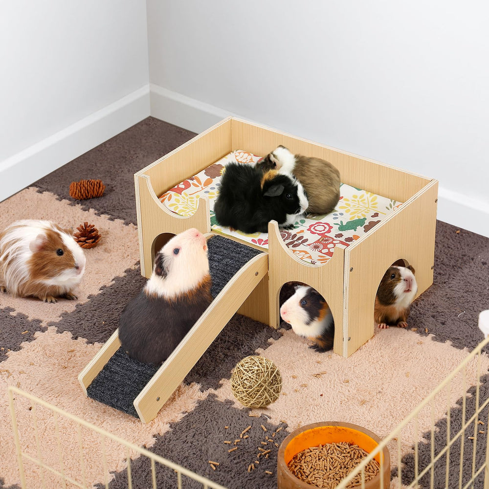 MEWTOGO guinea pig hideout with plush mat offers easy cleaning