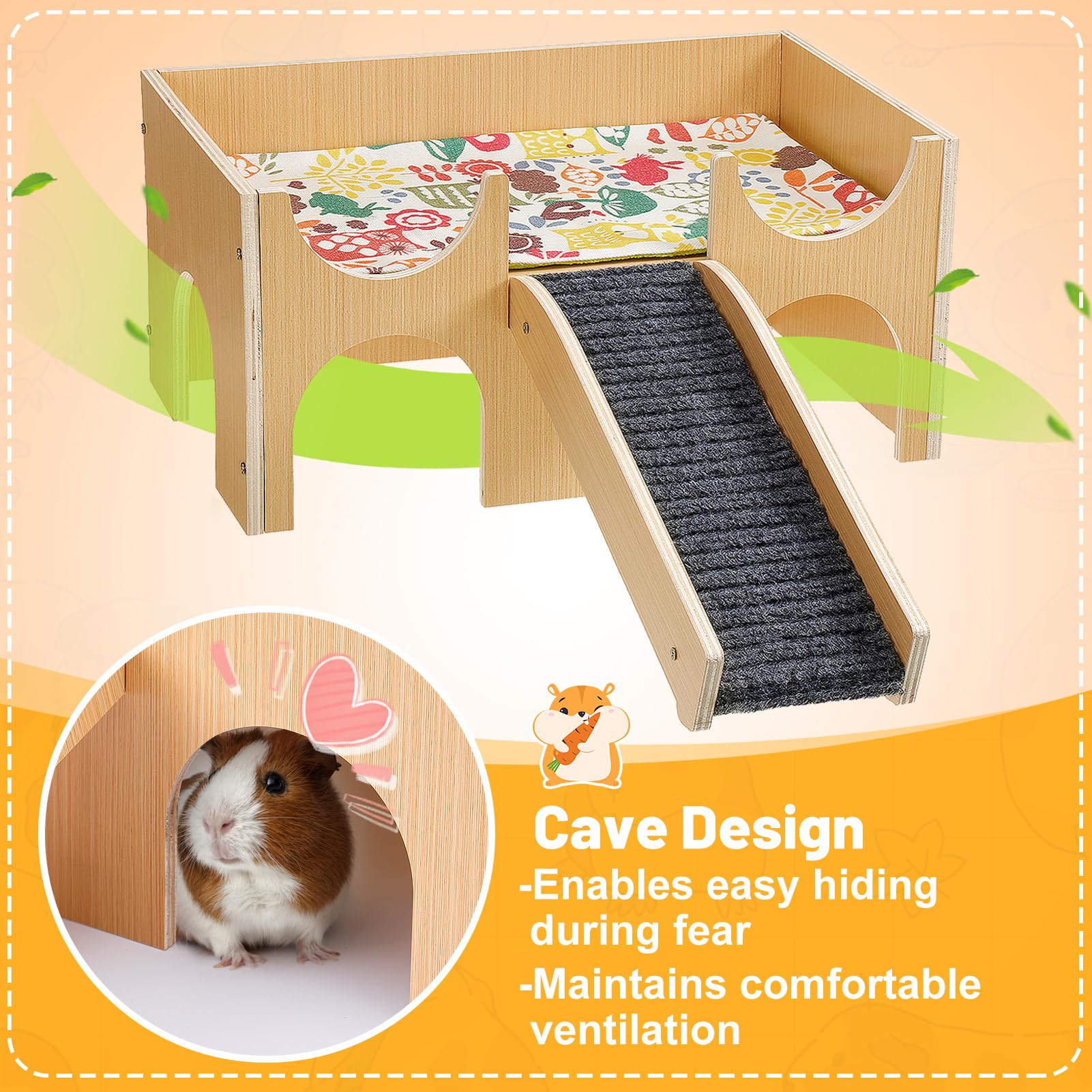 MEWTOGO guinea pig castle stairs inside view promotes active movement and enrichment