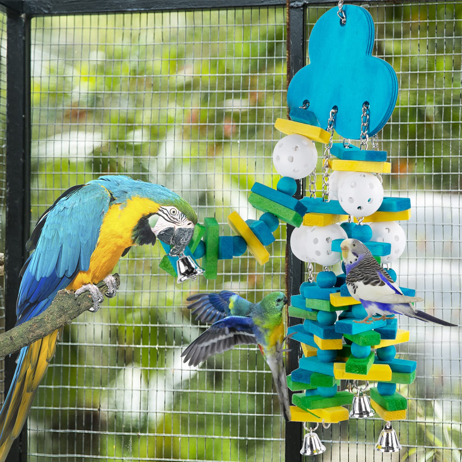 MEWTOGO hanging parrot toy hook for easy placement.