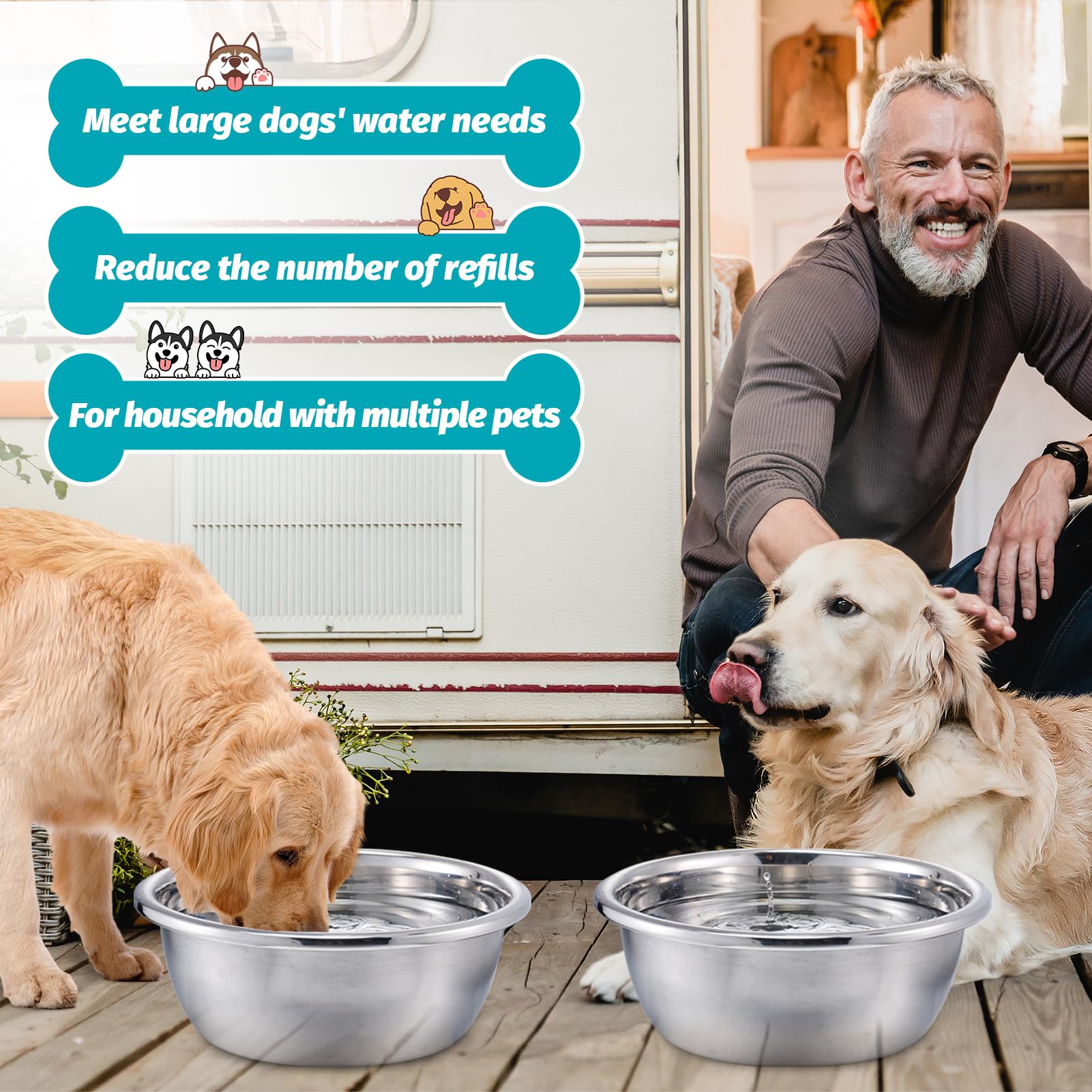 MEWTOGO stackable bowls for easy transport and storage.
